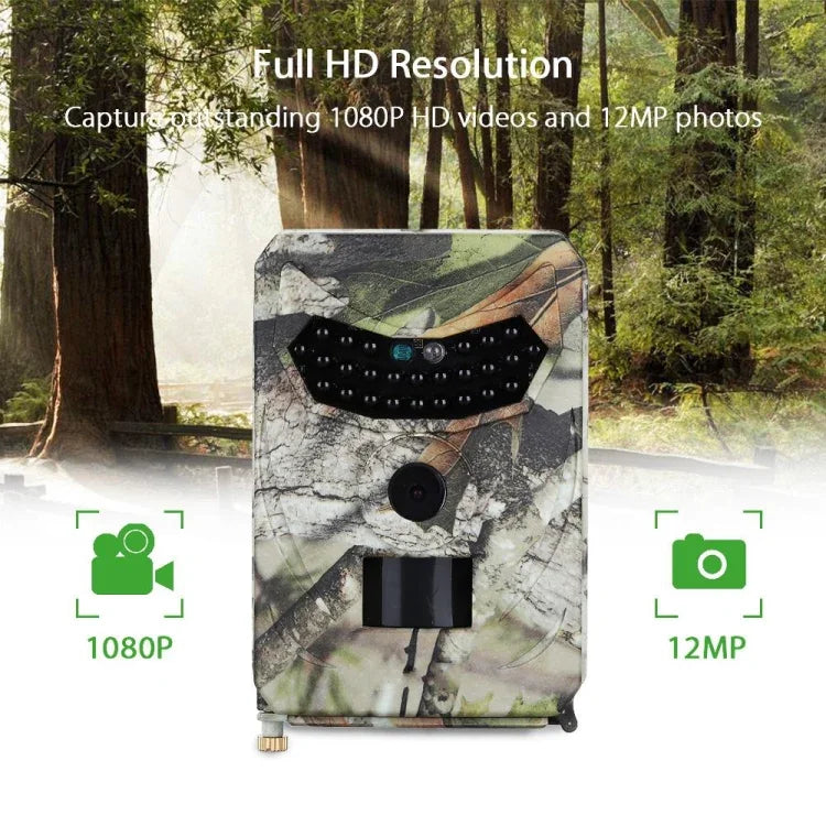PR-100 1MP IP54 防水紅外線夜視安全狩獵追蹤相機，Sunplus 1628 程式，120 度廣角，100 度 PIR 感應角，PR100