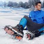 Aotu AT8701 One Pair 10 Teeth Anti-Slip Ice Gripper Snow Climbing Shoes Covers, 10 Teeth Orange, 10 Teeth Yellow