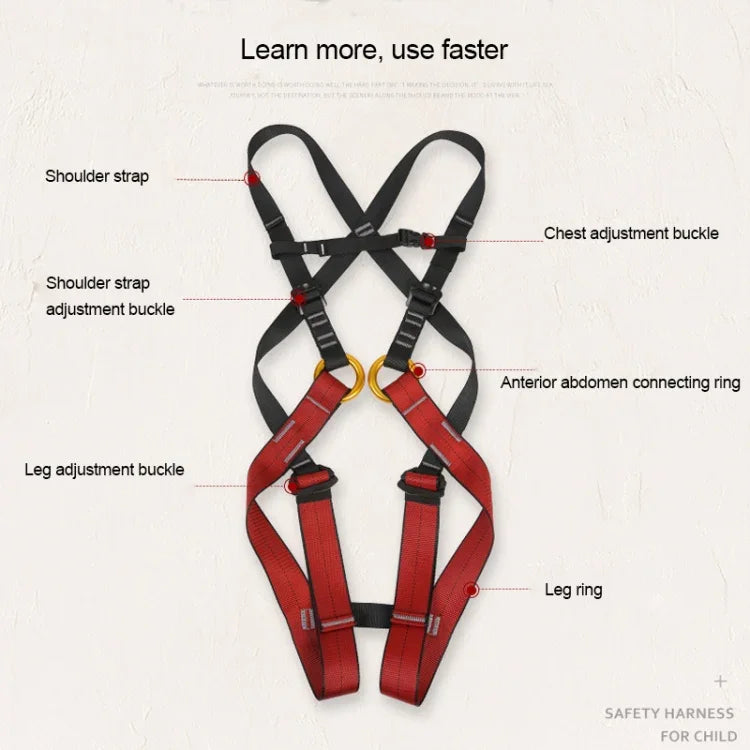 XINDA XDA9516 Outdoor Rock Climbing Polyester High-strength Wire Adjustable Downhill Whole Body Safety Belt Children Size: S, Size: S