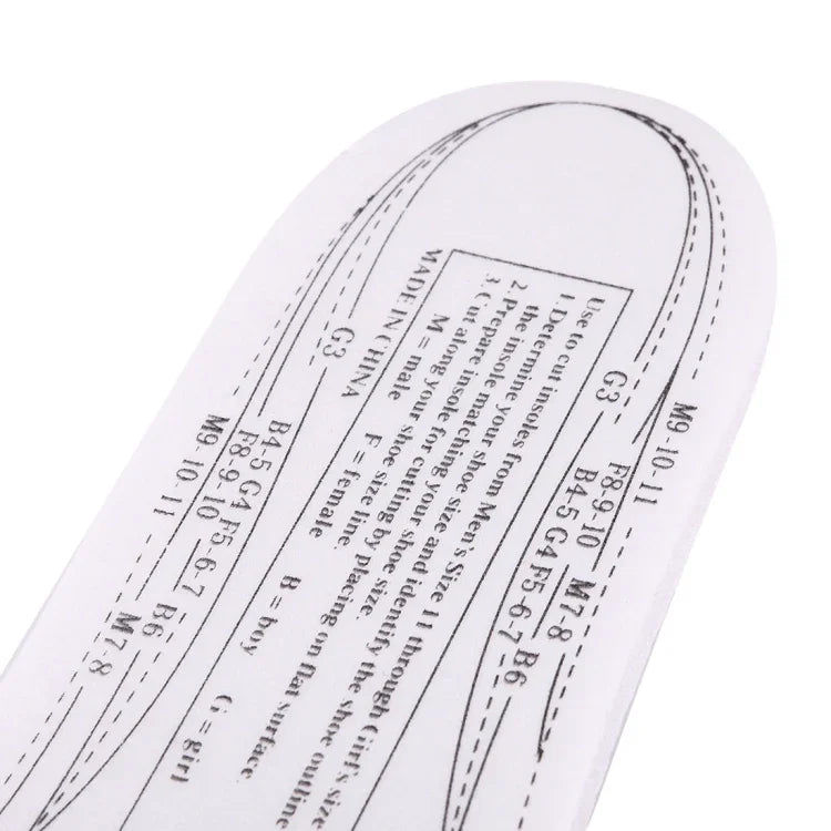 1 對男女通用可裁剪舒適記憶泡棉鞋墊，尺寸：28.7 x 9.4 x 0.9 cm，美國尺碼：1.5-11
