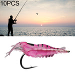 10 PCS 4cm Fishing Soft Artificial Shrimp Bait Lures Popper Poper Baits with Hook, Transparent Shrimp with Hook, Artificial Shrimp with Hook, Luminous Shrimp with Hook, Pink Shrimp with Hook, Green Shrimp with Hook