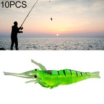 10 PCS 4cm Fishing Soft Bait Lures Popper Poper Baits, Artificial Shrimp, Luminous Shrimp, Pink Shrimp, Green Shrimp, Transparent Shrimp