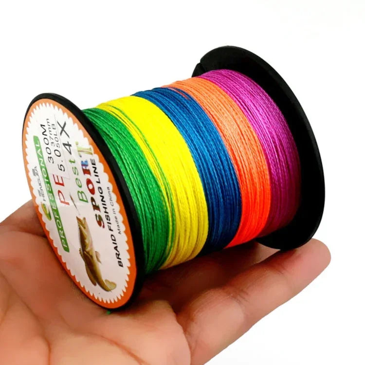 HENGJIA Colorful 5.0# 0.37mm 50LB 22.6kg Tension 300m Extra Strong 4 Shares Braid PE Fishing Line Kite Line, 5.0# 0.37mm 50LB