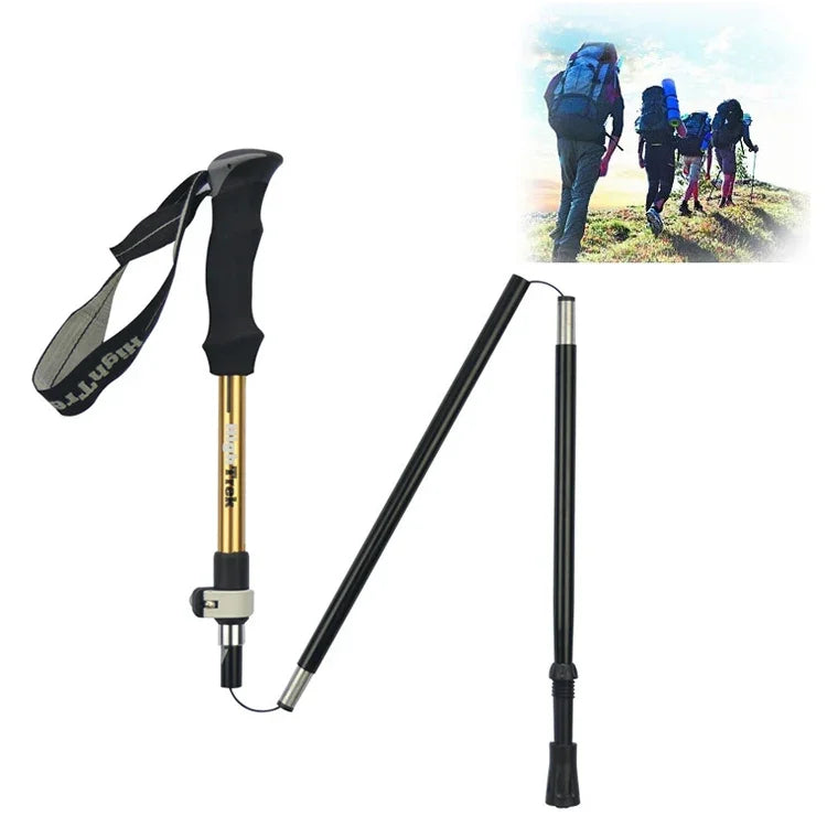 戶外登山便攜折疊超輕鋁合金登山杖，長度：35-125CM，長度：35-125CM（金色），長度：35-125CM（藍色），長度：35-125CM（紅色）