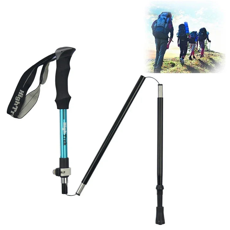 戶外登山便攜折疊超輕鋁合金登山杖，長度：35-125CM，長度：35-125CM（金色），長度：35-125CM（藍色），長度：35-125CM（紅色）