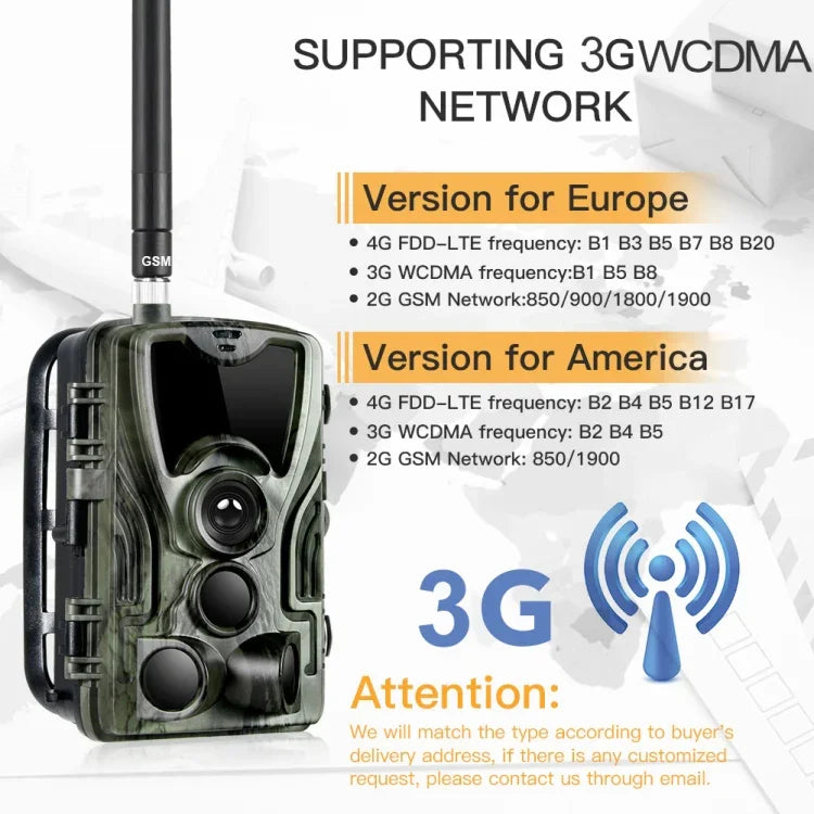 HC801G 3G WCDMA 防水IP66 紅外夜視安全獵拍相機，120度PIR角度，HC801G 3G WCDMA
