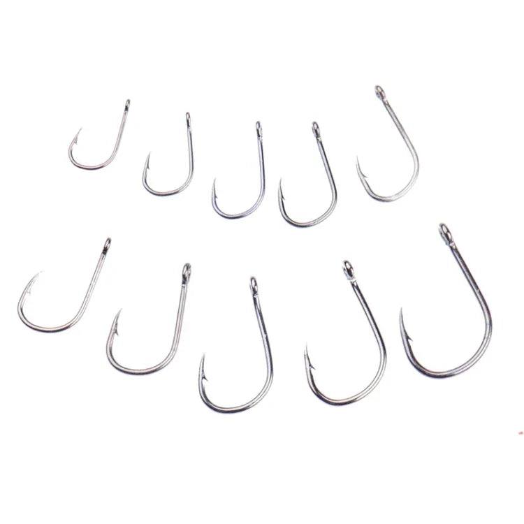 500 PCS Mixed Size Fish Barbed Hook Fishing Hooks with Hole, 3-12# with Hole