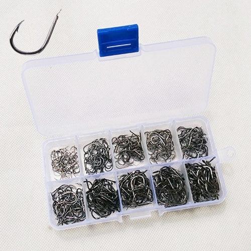 ISE 500 個混合尺寸魚形倒刺釣魚鉤，3-12 號