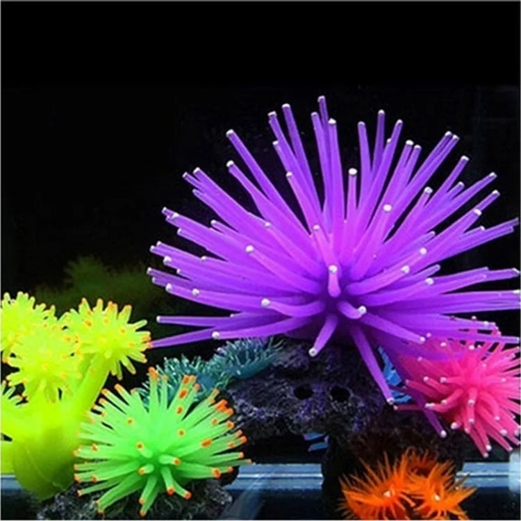 水族箱裝飾品TPR仿真帶尖海膽球珊瑚，尺寸：M，直徑：10cm，10cm