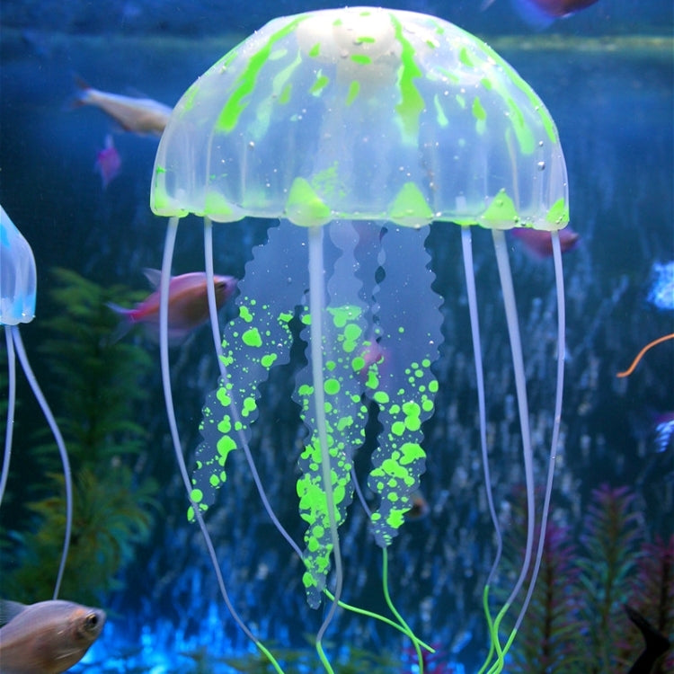 水族箱裝飾品矽膠仿真螢光吸盤水母，尺寸：5*17cm，5cm