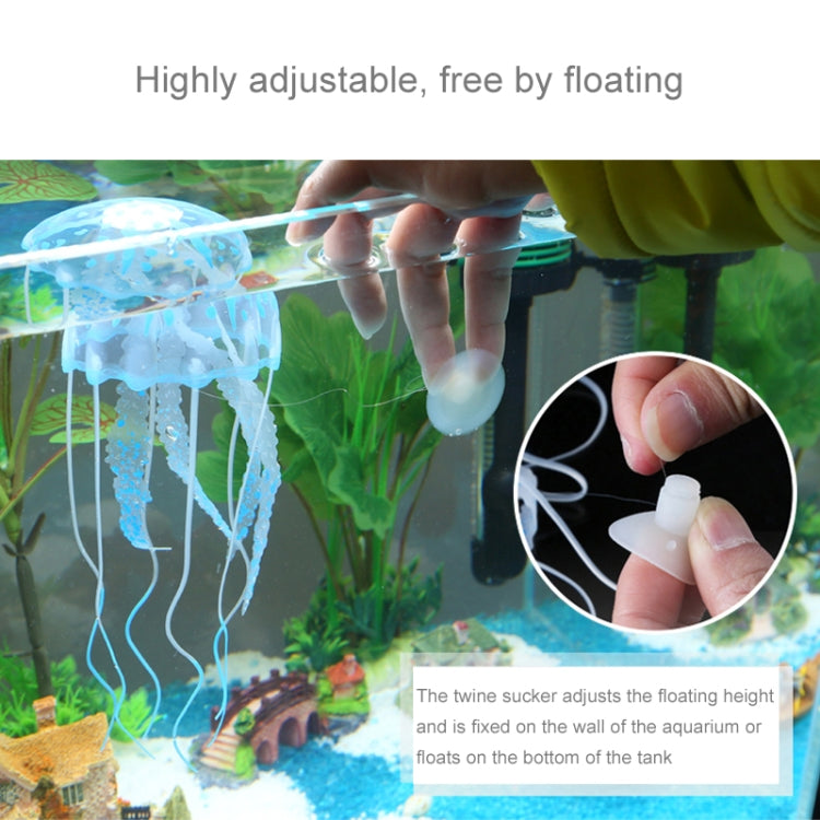 水族箱裝飾品矽膠仿真螢光吸盤水母，尺寸：5*17cm，5cm