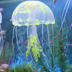水族箱裝飾品矽膠仿真螢光吸盤水母，尺寸：5*17cm，5cm