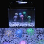 水族箱裝飾品矽膠仿真螢光吸盤水母，尺寸：5*17cm，5cm