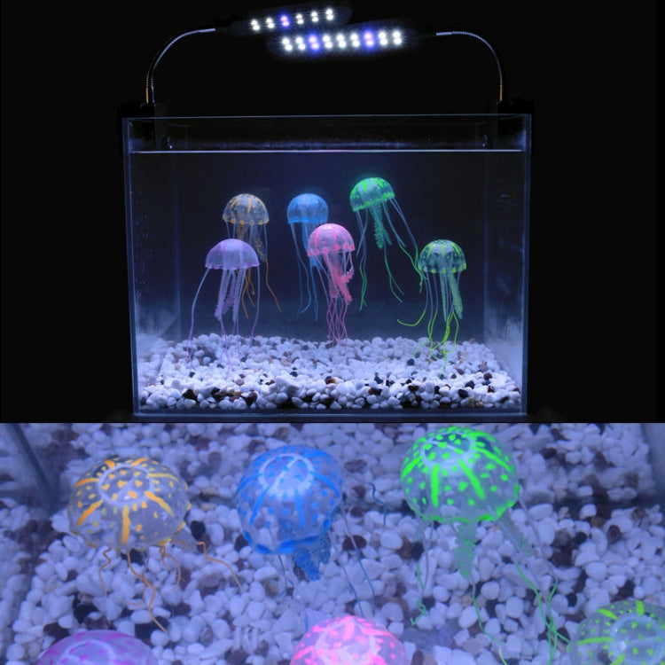 水族箱裝飾品矽膠仿真螢光吸盤水母，尺寸：5*17cm，5cm