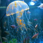 水族箱裝飾矽膠仿真螢光吸盤水母，尺寸：8*20cm，8cm