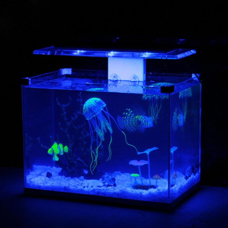水族箱裝飾矽膠仿真螢光吸盤水母，尺寸：8*20cm，8cm