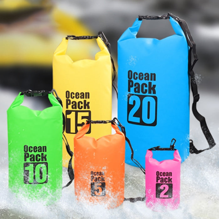 戶外防水雙肩包乾燥袋PVC桶包，容量：20L，容量：20L（天空藍），容量：20L（黃色），容量：20L（黑色），容量：20L（深藍色），容量：20L（橙色），容量：20L（粉紅色），容量：20L（綠色）