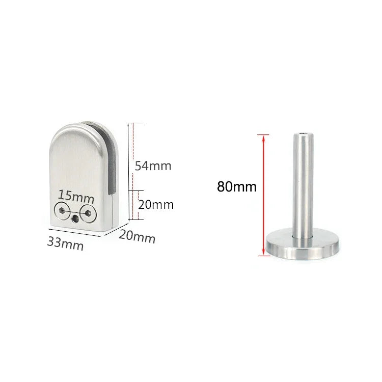 304 不鏽鋼玻璃魚嘴支撐桿固定夾，附 14x80mm 桿，規格：S，S，附 14x80mm 桿