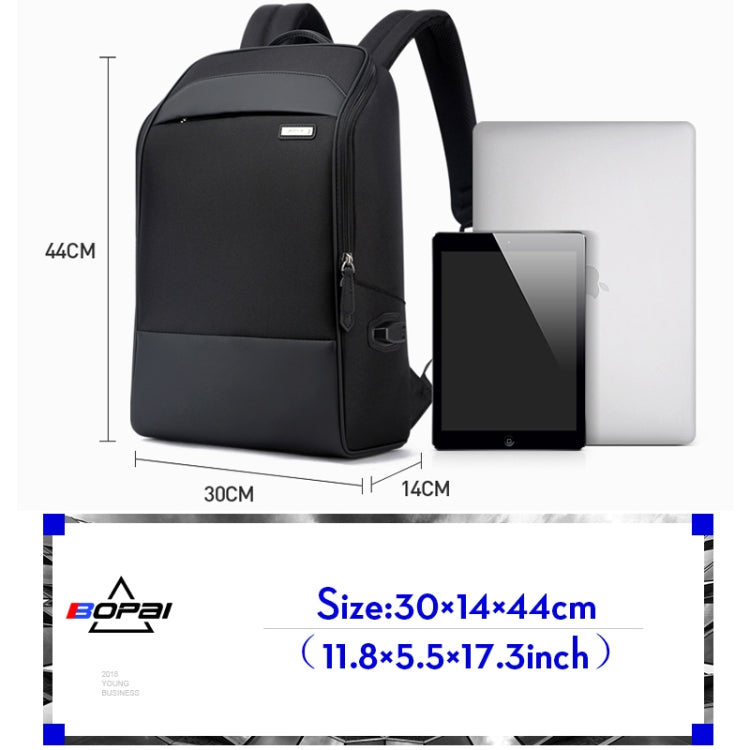 Bopai 751-006881 商務防盜防水大容量雙肩包，帶USB充電接口，尺寸：30x14x44公分，751-006881