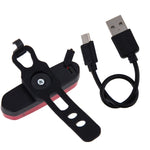AQY-096 IPX4 可拆卸 USB 充電雙色 LED 自行車尾燈，白色與紅色，藍色與紅色