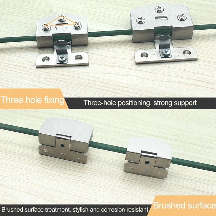 Open Hole Free Brushed Surface Glass Hinge, Size: S, 3-7mm, S