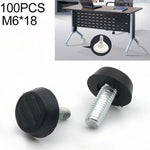 100個可調腳墊家具螺絲支撐柱，M6x18（黑色），M6x18（黑色）