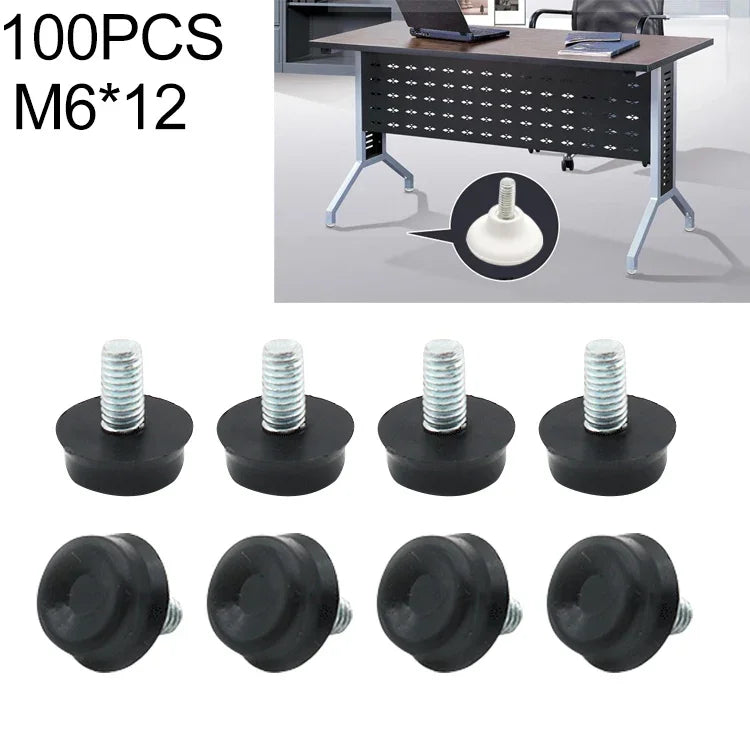 100個可調腳墊家具螺絲支撐柱，M6x12，M6x12