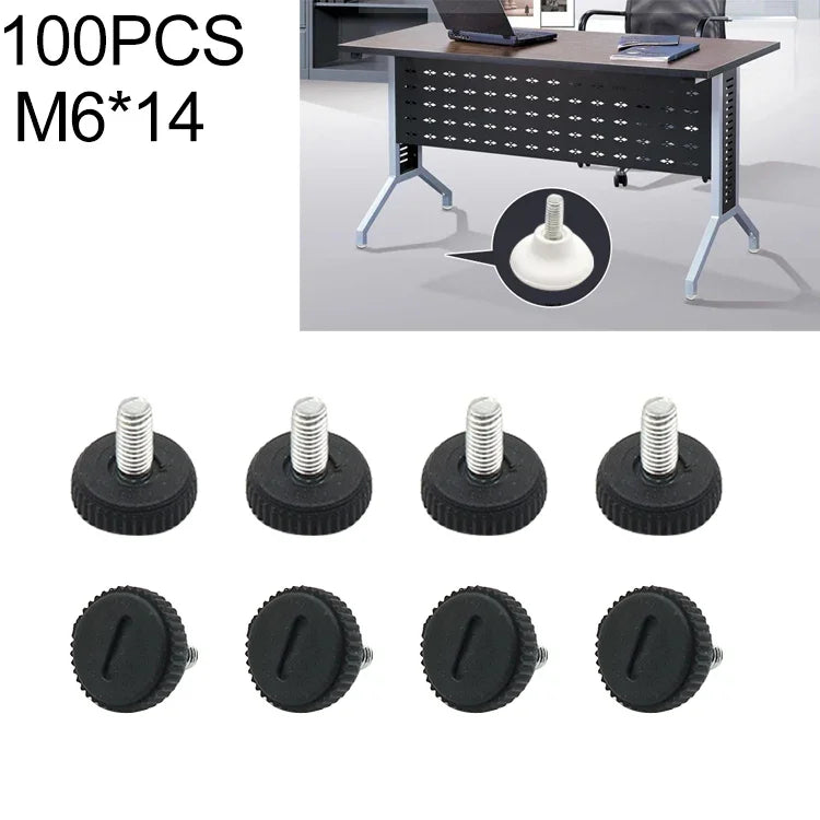 100 個可調式腳墊家具螺絲支撐柱，M6x14，M6x14