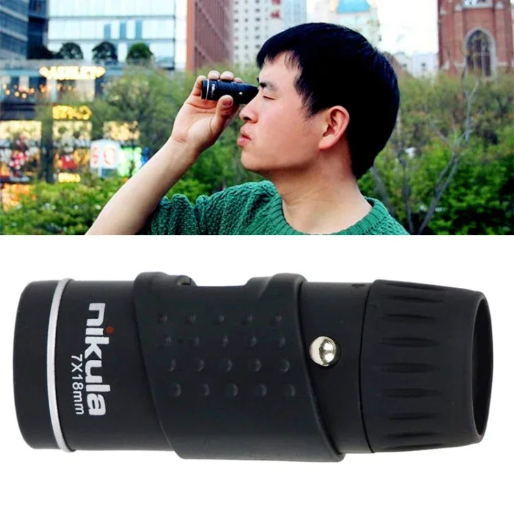 Nikula 7*18 便攜專業高倍高清雙焦變焦單筒口袋望遠鏡，7x18