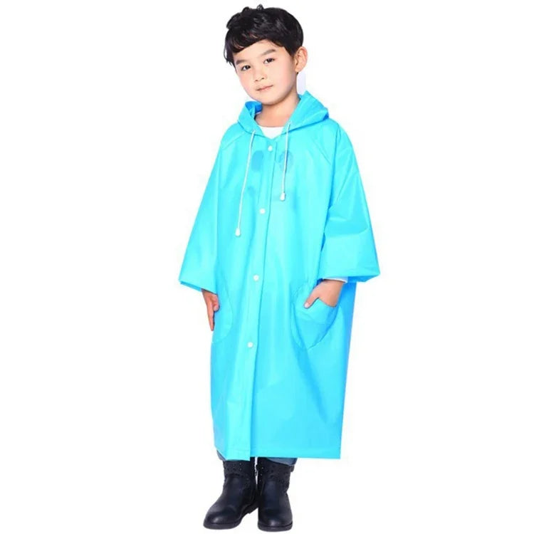 時尚兒童輕量EVA透明霧面雨衣 大帽子附口袋 尺寸：XL，尺寸：XL
