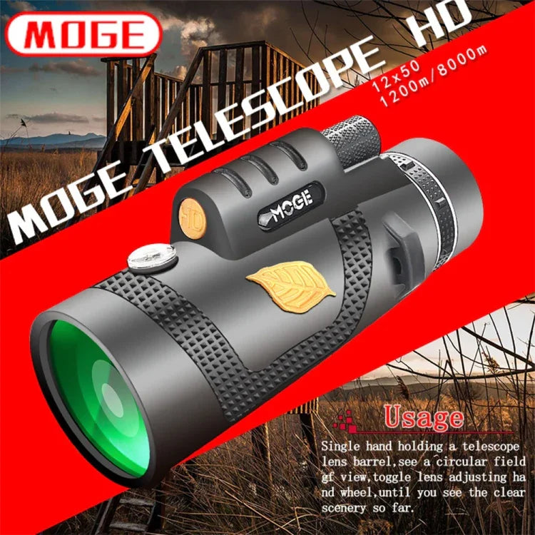 Moge 12x50 專業高清單筒夜視望遠鏡，Moge 12x50