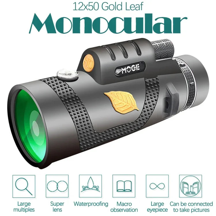 Moge 12x50 Professional HD Monocular Night Vision Telescope With Tripod, Moge 12x50 With Tripod