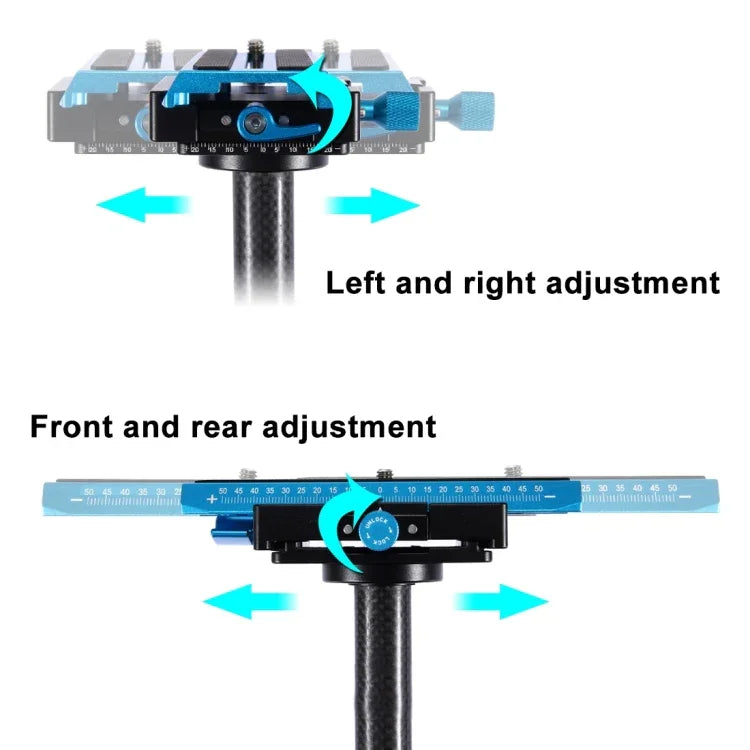 PULUZ 38.5-61cm碳纖維手持穩定器，適用DSLR及數位攝影機，承重範圍：0.5-3公斤，P60T藍色，P60T紅色