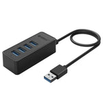 ORICO W5P-U3-30 4 埠 USB 3.0 桌面集線器，附 30 公分 Micro USB 電源線，W5P-U3-30 黑色