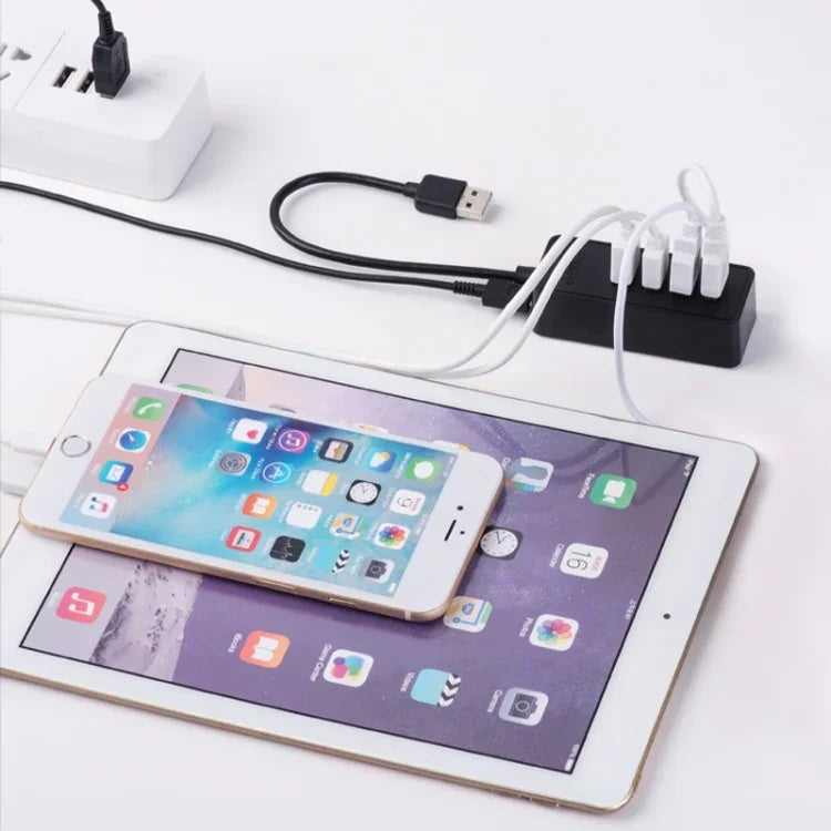ORICO W5P-U3-30 4 埠 USB 3.0 桌面集線器，附 30 公分 Micro USB 電源線，W5P-U3-30 黑色