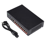 8埠10/100Mbps POE交換機 IEEE802.3af 以太網供電網路交換機 適用於IP攝像機 VoIP電話 AP設備，8埠黑色