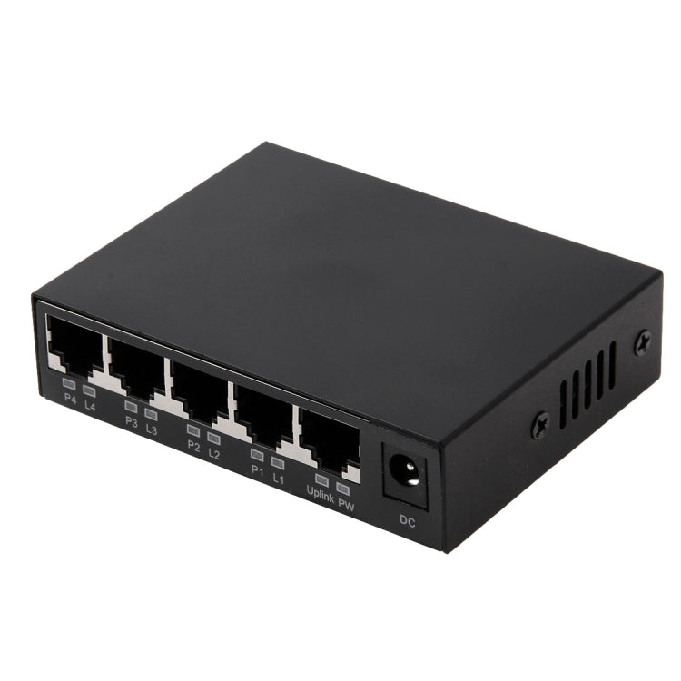 5埠10/100Mbps POE交換機 IEEE802.3af 以太網供電網路交換機 適用於IP攝像機 VoIP電話 AP設備，5埠黑色
