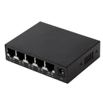 5埠10/100Mbps POE交換機 IEEE802.3af 以太網供電網路交換機 適用於IP攝像機 VoIP電話 AP設備，5埠黑色