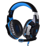 KOTION EACH G2000 耳罩式遊戲耳機，帶麥克風立體聲重低音LED燈，適用於PC玩家，線長約2.2m（白色+紅色），G2000