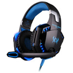 KOTION EACH G2000 耳罩式遊戲耳機，帶麥克風立體聲重低音LED燈，適用於PC玩家，線長約2.2m（白色+紅色），G2000