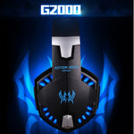 KOTION EACH G2000 耳罩式遊戲耳機，帶麥克風立體聲重低音LED燈，適用於PC玩家，線長約2.2m（白色+紅色），G2000