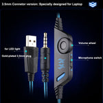 KOTION EACH G9000 3.5mm 遊戲耳機，帶麥克風LED燈，適用於筆記型電腦/平板/手機，線長約2.2m，G9000