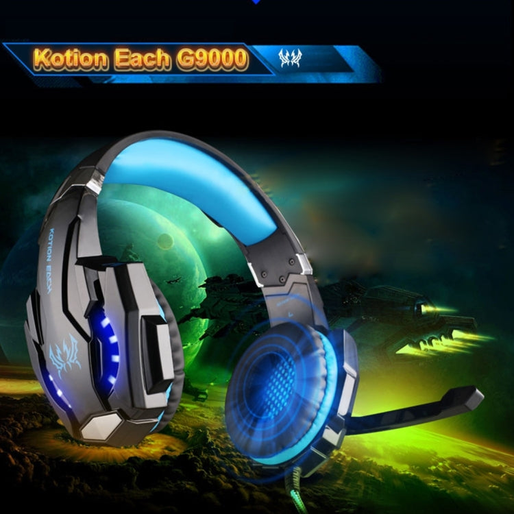 KOTION EACH G9000 3.5mm 遊戲耳機，帶麥克風LED燈，適用於筆記型電腦/平板/手機，線長約2.2m，G9000