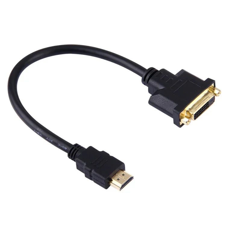 30cm HDMI 公對 24+1 DVI 母轉接線，長度：30cm