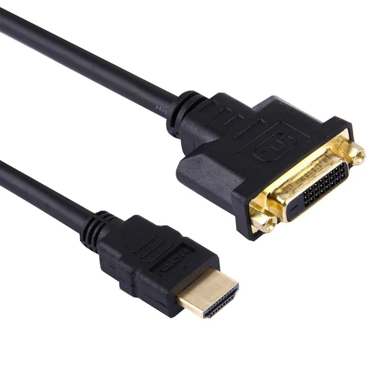30cm HDMI 公對 24+1 DVI 母轉接線，長度：30cm