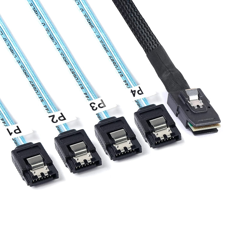 Mini SAS (SFF-8087) 轉 4 個 SATA 7 針母頭正向分接 6Gbps 數據線，長度：50cm，SFF-8087（長度：50cm）