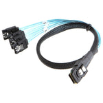 Mini SAS (SFF-8087) 轉 4 個 SATA 7 針母頭正向分接 6Gbps 數據線，長度：50cm，SFF-8087（長度：50cm）