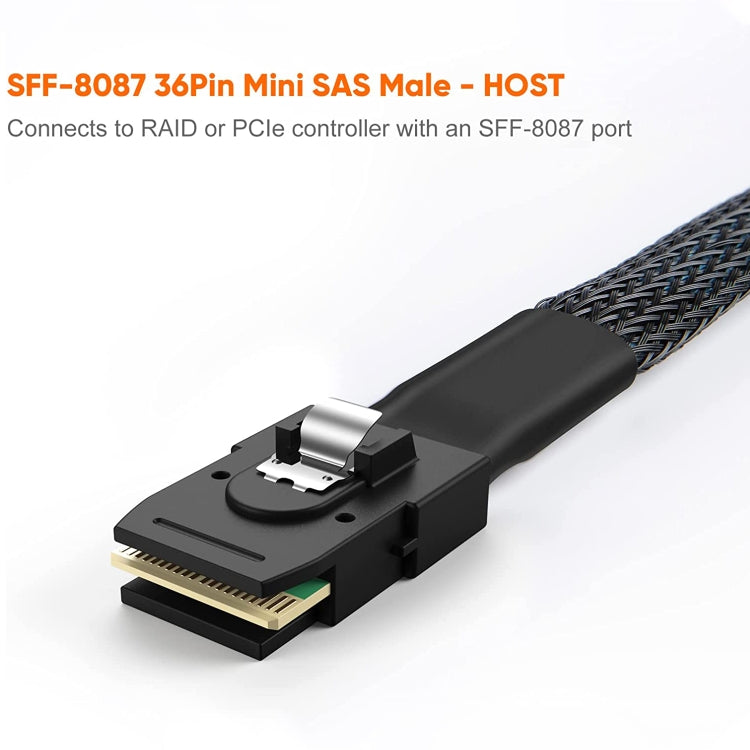 Mini SAS (SFF-8087) 轉 4 個 SATA 7 針母頭正向分接 6Gbps 數據線，長度：50cm，SFF-8087（長度：50cm）