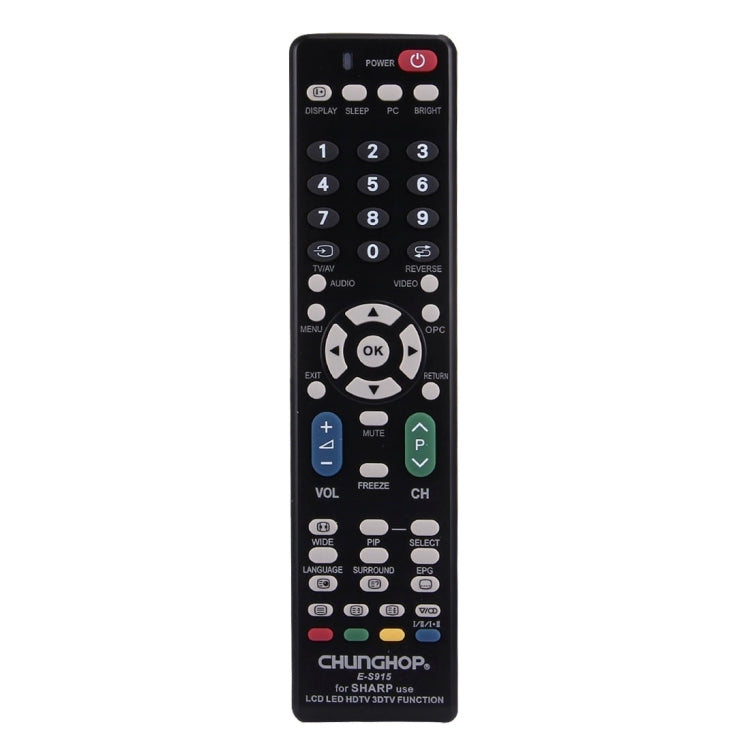 CHUNGHOP E-S915通用遙控器，適用夏普LED電視 / LCD電視 / HDTV / 3D電視，夏普電視專用