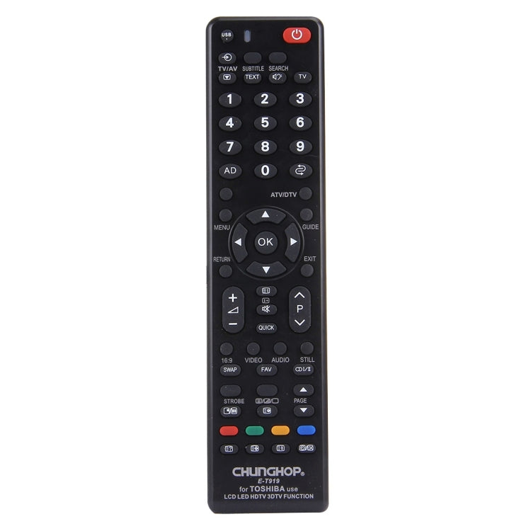 CHUNGHOP E-T919通用遙控器，適用東芝LED電視 / LCD電視 / HDTV / 3D電視，東芝電視專用
